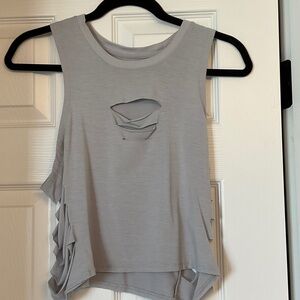 ALO Yoga Light Gray Ruffle Cutout Tank
